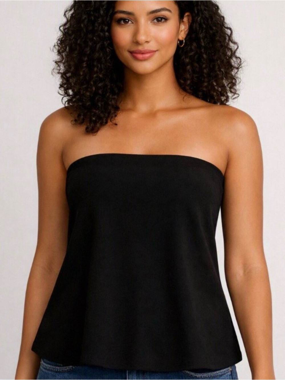 Tuckernuck Black Strapless Crepe Marin Top w/ Built-in Bra Size Medium
